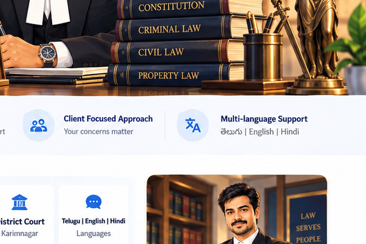 Fictional AI illustrated advocate office portrait